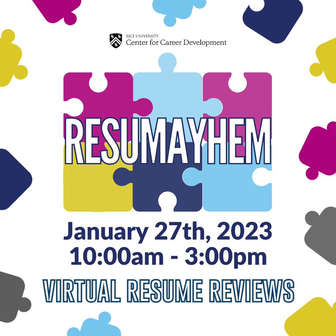 Registration for Resumayhem is now open! Head to Handshake to grab your virtual one-on-one appointment before they're all gone.