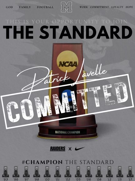 _patricklavelle's tweet image. Go Raiders! #COMMITTED #GoMountGo @CoachGeoffDartt @CoachKlaus68 @SIHSStrength @WildcatRecruit
