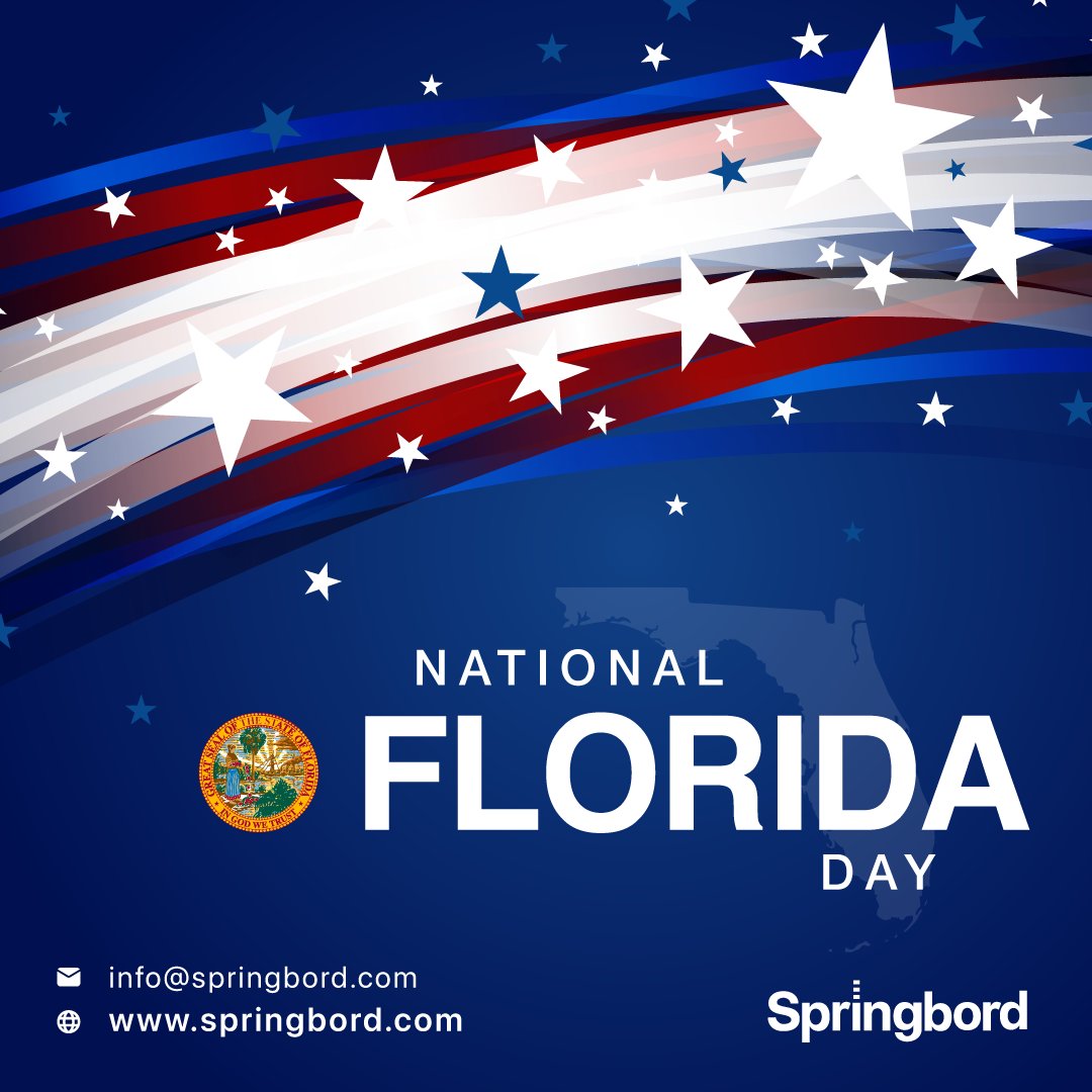 RE_DataProvider's tweet image. Happy #NationalFloridaDay! Today, let's celebrate the beauty and diversity of our great state. This day is significant because it was on this day that the place we call home was first discovered. #Springbord sending you warm wishes on the occasion of #FloridaDay.