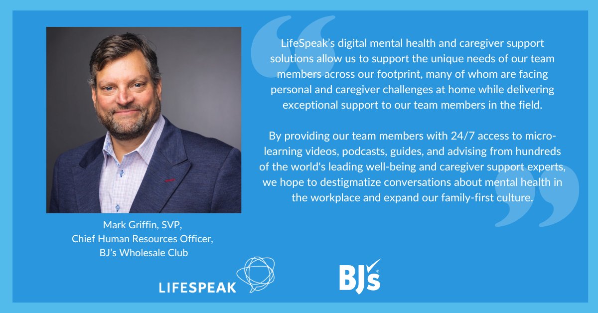 We’re thrilled to announce we’ve partnered with <a href="/BJsWholesale/">BJ's Wholesale</a>!

BJ’s team members can now access LifeSpeak's library of expert-led content &amp; <a href="/torchlightcare/">Torchlight</a>'s expert advisors &amp; caregiving platform. 

Details: bit.ly/3JgAsfu

#EmployeeWellbeing #Partnership