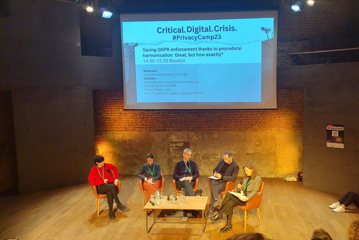 ENestola's tweet photo. Thanks @noyb for the passionating journey through the #metadecision. Access to justice can't be so complicated #PrivacyCamp23 https://t.co/PaaA9uTevS