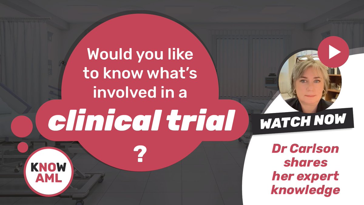 KNOW_AML's tweet photo. Have you, or anyone you know, been offered a #clinicaltrial as a #treatmentoption for #acutemyeloidleukemia?
Our #expert speaker, @ksbcarlson, discussed #clinicaltrials at the recent #KnowAML Global Network Meeting.
Watch here
๐ https://t.co/KX3DBCLO8R ๐
#cancertreatment https://t.co/oFjKmdG4IB