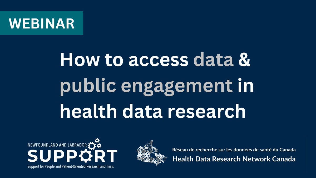 Learn how to navigate the multiregional data access process w/ DASH & find out how @hdrn_rrds bridges the gap b/w #HealthData & the patient experience in this FREE webinar feat. @mcethier05 @CIHI_ICIS & @JuliaBurt18.

🗓️ JAN 27 | 🕐 1pm NST | INFO ➡️ bit.ly/3HuBLGb