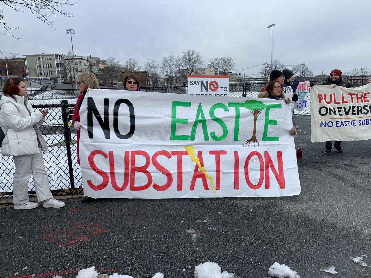 GreenRootsEJ's tweet photo. HAPPENING NOW: #NoEastieSubstation demonstration outside Eversource’s construction site https://t.co/N4OaGVHosE