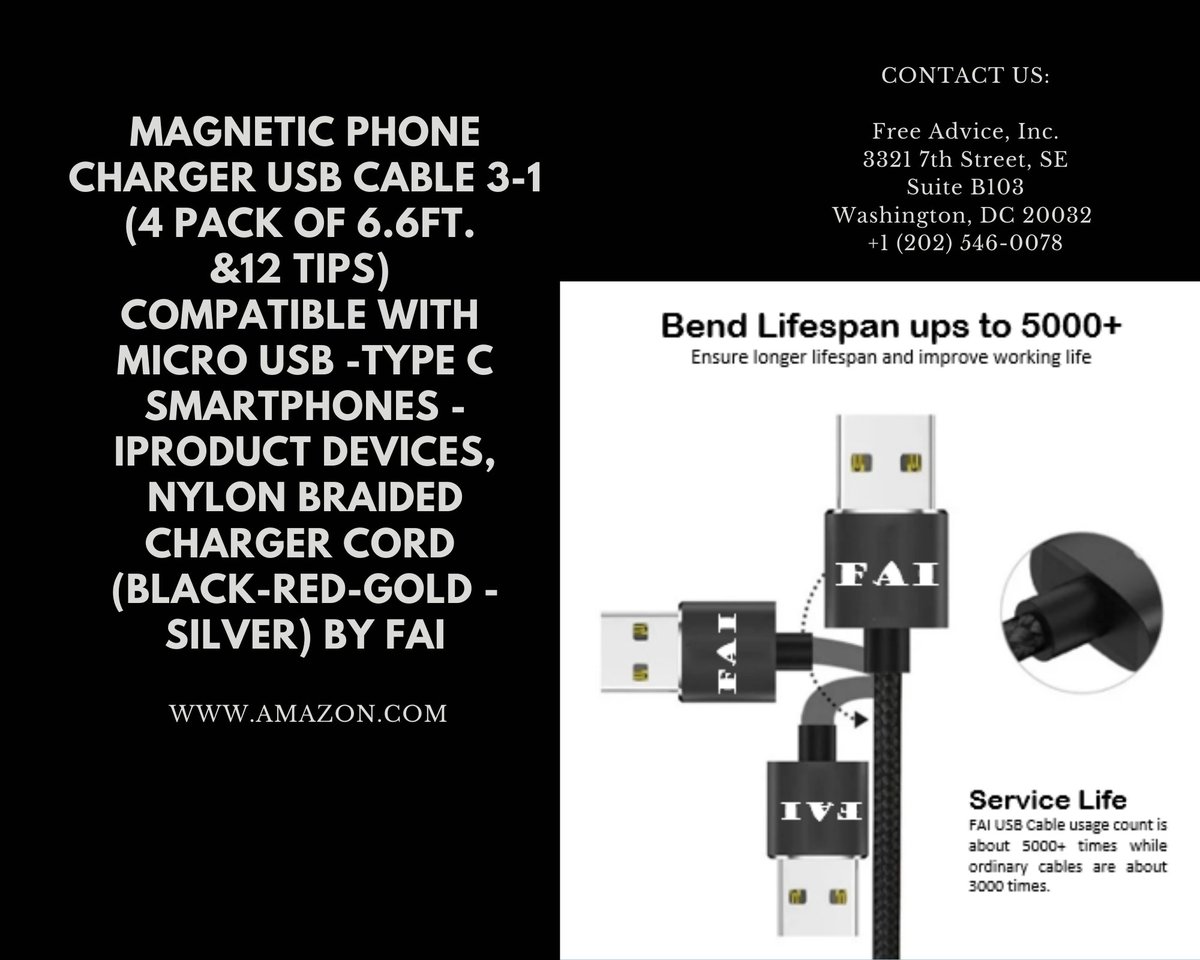 Nylon braided jacket are made to protect the cable from fraying &amp; it has been tested to bend 90°. More durable and can withstand bends &amp; knots over time.
#3in1 #magnetic #phone #charger #microUSB #typeC #iProducts Get yours now! Click the link below.
amazon.com/dp/B08F2MTBXP/…