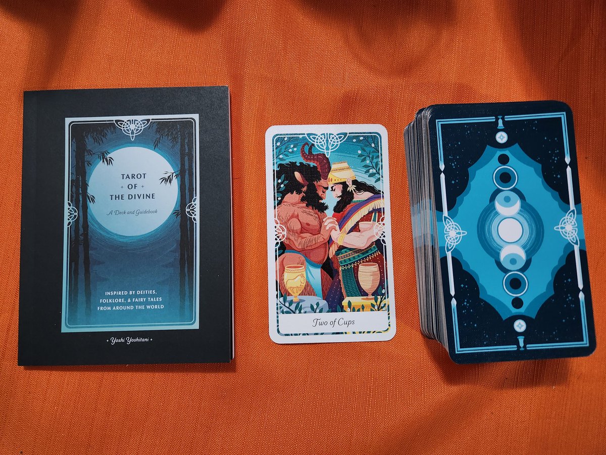 wobbletarot's tweet photo. daily card pull for auntie @CupidStunt___! today's deck is tarot of the divine by yoshi yoshitani. this card, the 2 of cups, is enkidu and gilgamesh from sumerian mythology, and it means auntie and uncle are gonna have a nice day together full of love (when he's done work) <3 https://t.co/Ucf7Q2P0Ne