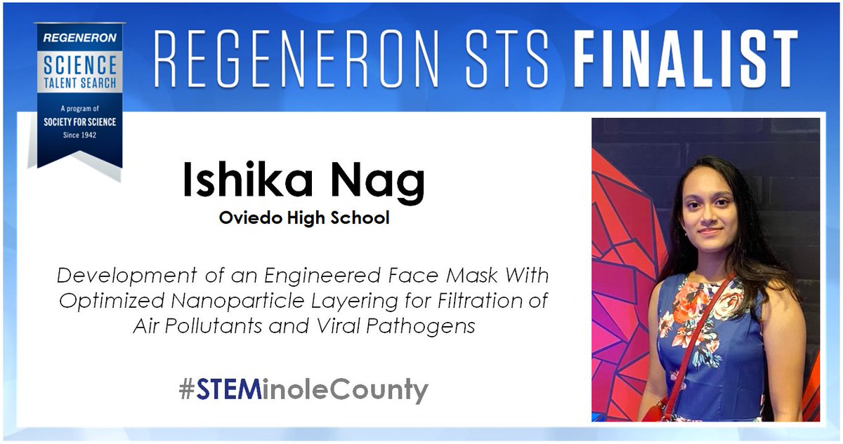 Seminole Science Fair (@seminolescifair) on Twitter photo CONGRATS to <a href="/OviedoResearch/">Oviedo Research</a> <a href="/Oviedo_High/">Oviedo High School</a>'s Ishika Nag who was just named a
<a href="/Society4Science/">Society for Science</a> #RegeneronSTS Finalist! Only 40 HS seniors across the country are selected for this honor. Well deserved!!! #STEMinoleCounty #InnovateFL bit.ly/3UMslsV (<a href="/SCPSInfo/">SCPS Info</a> <a href="/FloridaSSEF/">SSEF of Florida</a>) CONGRATS to <a href="/OviedoResearch/">Oviedo Research</a> <a href="/Oviedo_High/">Oviedo High School</a>'s Ishika Nag who was just named a
<a href="/Society4Science/">Society for Science</a> #RegeneronSTS Finalist! Only 40 HS seniors across the country are selected for this honor. Well deserved!!! #STEMinoleCounty #InnovateFL bit.ly/3UMslsV (<a href="/SCPSInfo/">SCPS Info</a> <a href="/FloridaSSEF/">SSEF of Florida</a>)
