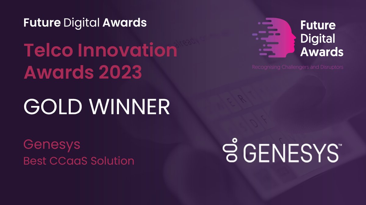 The Gold Award for Best CCaaS (Contact Centre as a Service) Solution goes to … Genesys!

🏠 Visit <a href="/Genesys/">Genesys</a> 👉 genesys.com/en-gb

🏆 See our other winners 👉 juniperresearch.com/future-digital…

#juniperresearch #fda2023