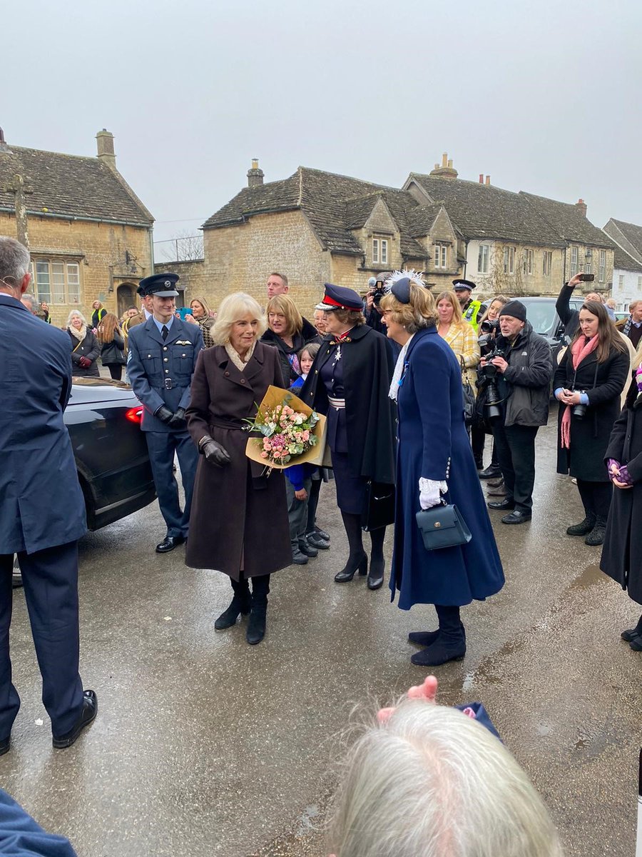 On a cold day Her Majesty The Queen Consort got a very warm welcome from the village of Lacock today. Her Majesty was greeted by <a href="/WiltsLieutenant/">Wiltshire Lieutenancy</a> and visited some local businesses, including a National Trust shop, and planted a tree as part of the Queen's Green Canopy.