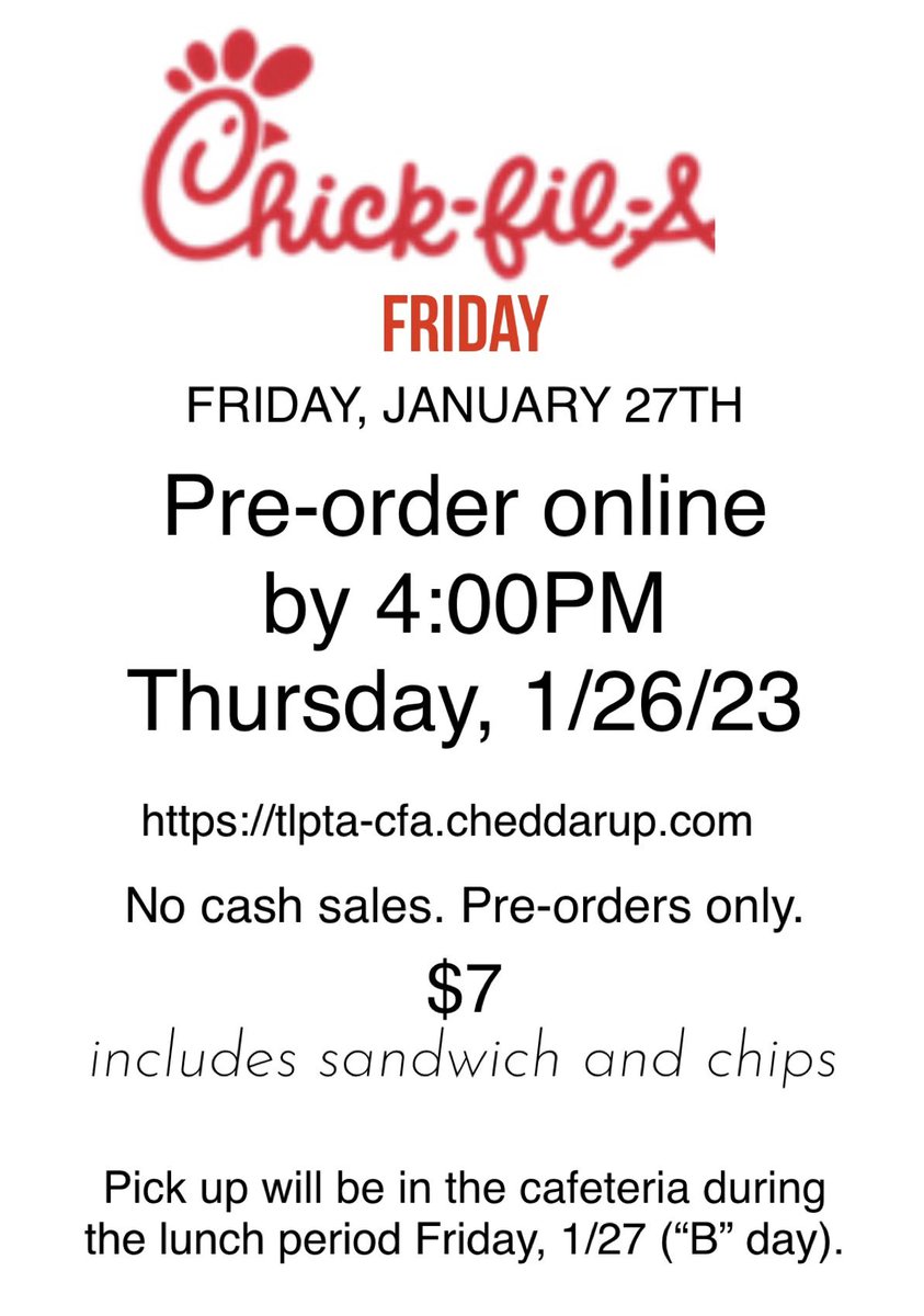 Orders are due TOMORROW! my.cheddarup.com/c/tlpta-cfa