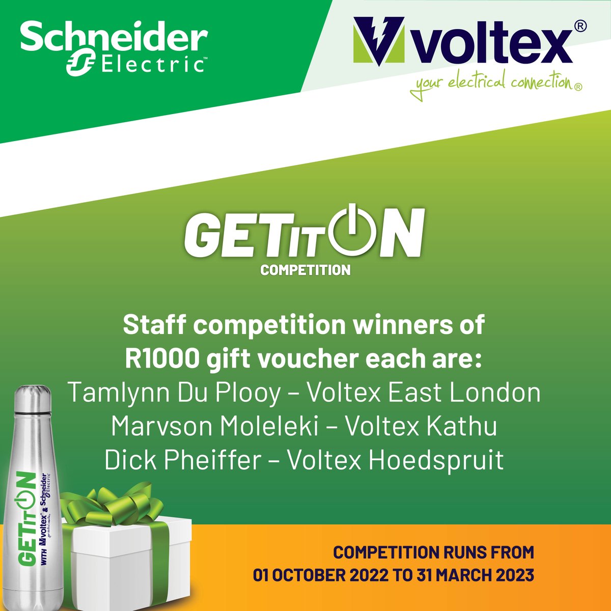 voltexsa's tweet photo. Congratulations to all of our December Schneider competition winners! We hope you enjoy your prizes!

#Voltex_SA #voltex #yourelectricalconnection #voltexfirst #competition #Schneider https://t.co/49SjXvJkQr