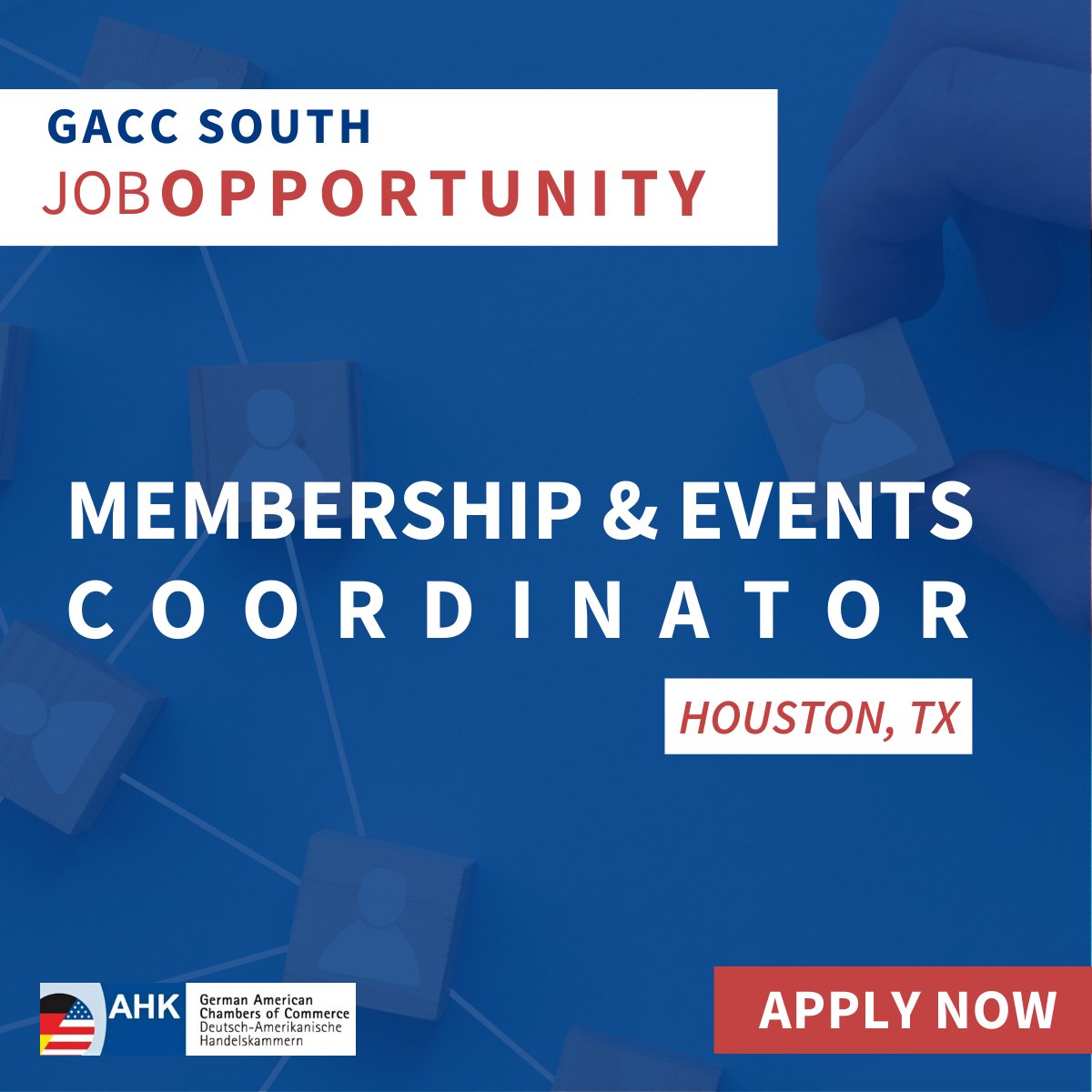 #WeAREHIRING
Looking to forward your #membership and #events coordinator #career? Consider applying to our Membership &amp; Events Coordinator position for our Texas office in #Houston.
Apply today 👉bit.ly/3HwGEhY
#GACCSouth #transatlantic #GermanAmerican #community