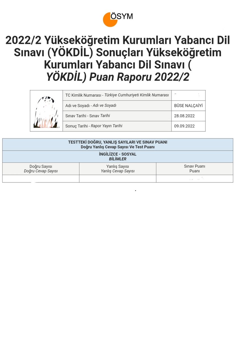 busenlc's tweet photo. Artık ismim Büse.. Teşekkürler @OSYMbaskanligi 
#yokdil https://t.co/6g6Ghci9Y0