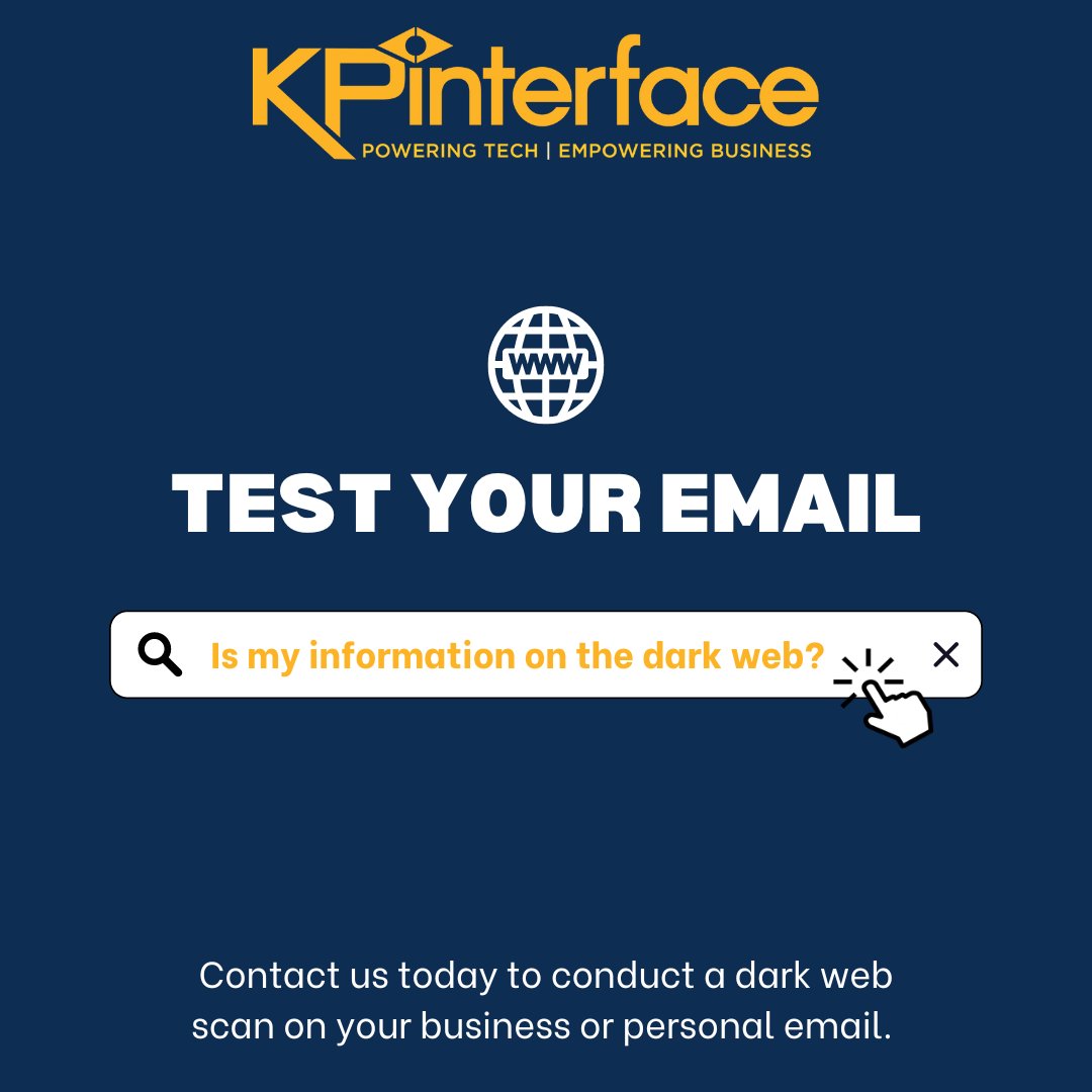 KPInterface's tweet image. Ever been notified by your browser about an exposed password? What about the data breaches you don&apos;t know about? Get a complimentary #darkwebscan from KPInterface today!