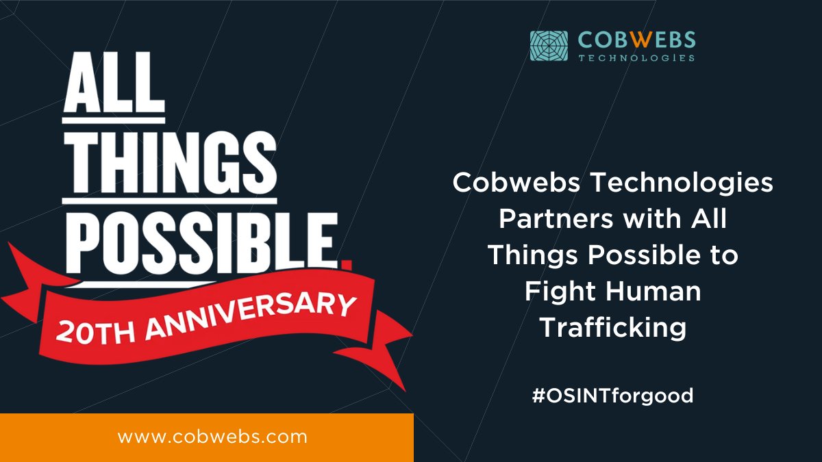 CobwebsTech's tweet image. Cobwebs Technologies Partners with All Things Possible to Fight Human Trafficking #OSINTforgood #OSINT #opensource #intelligence globenewswire.com/news-release/2…