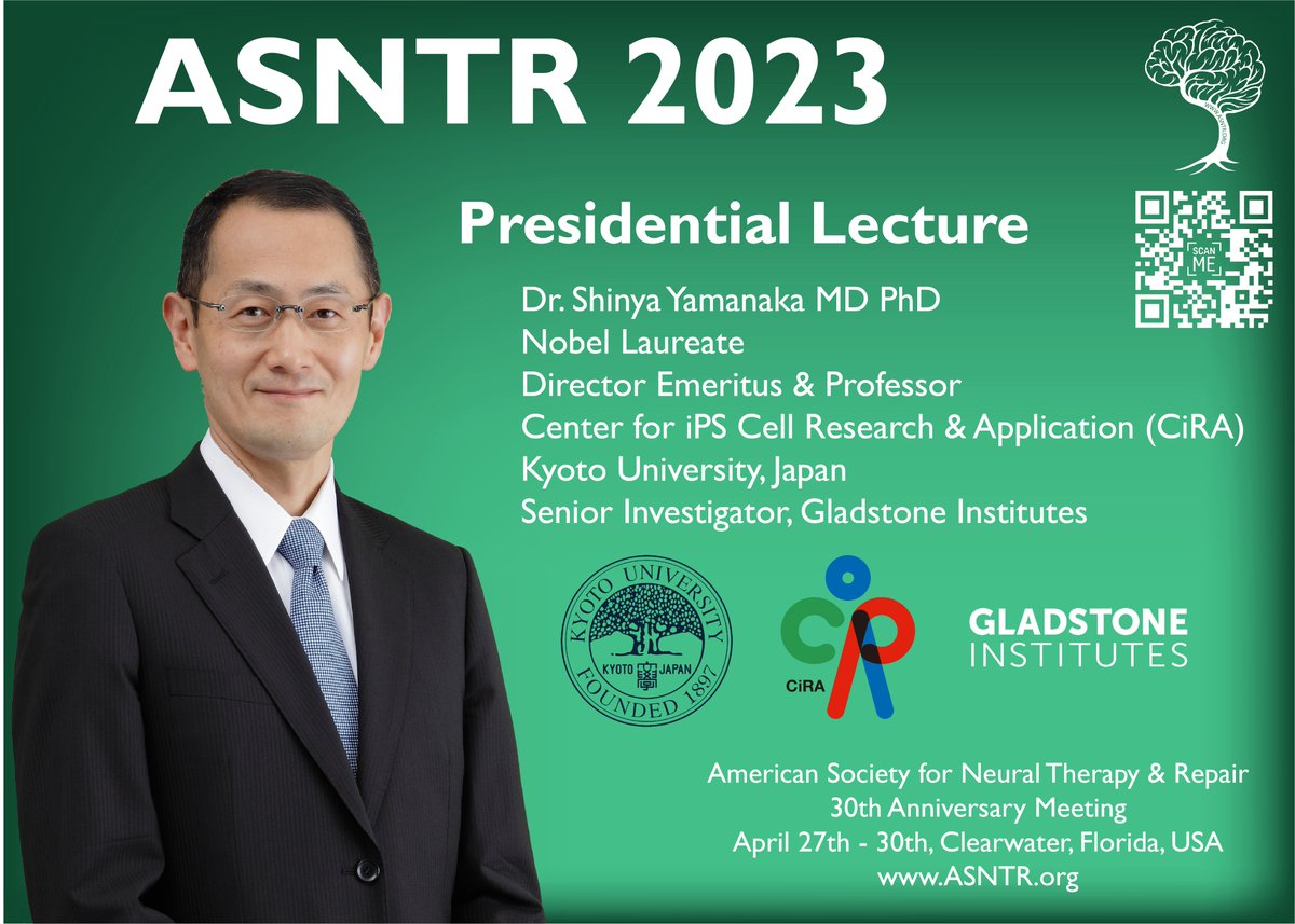 The ASNTR is very excited to host Nobel Laureate, Professor Shinya Yamanaka, at the 30th Anniversary meeting in April, where he will be giving the Presidential Lecture. #ASNTR2023 <a href="/CiRA_KU_E/">CiRA</a> <a href="/KyotoU_News/">Kyoto University</a> <a href="/GladstoneInst/">Gladstone Institutes</a> #CellTherapy #StemCell