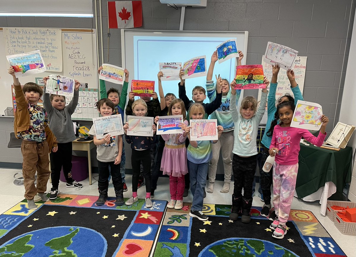 Great discussion about how we can be in a good place with our mental health. After reading the book “Keep Calm!” Students came up with many strategies and communicated their ideas by creating posters for our bulletin board so we can share the message! #BellLetsTalk <a href="/St_Peter_CES/">St. Peter Trenton</a>