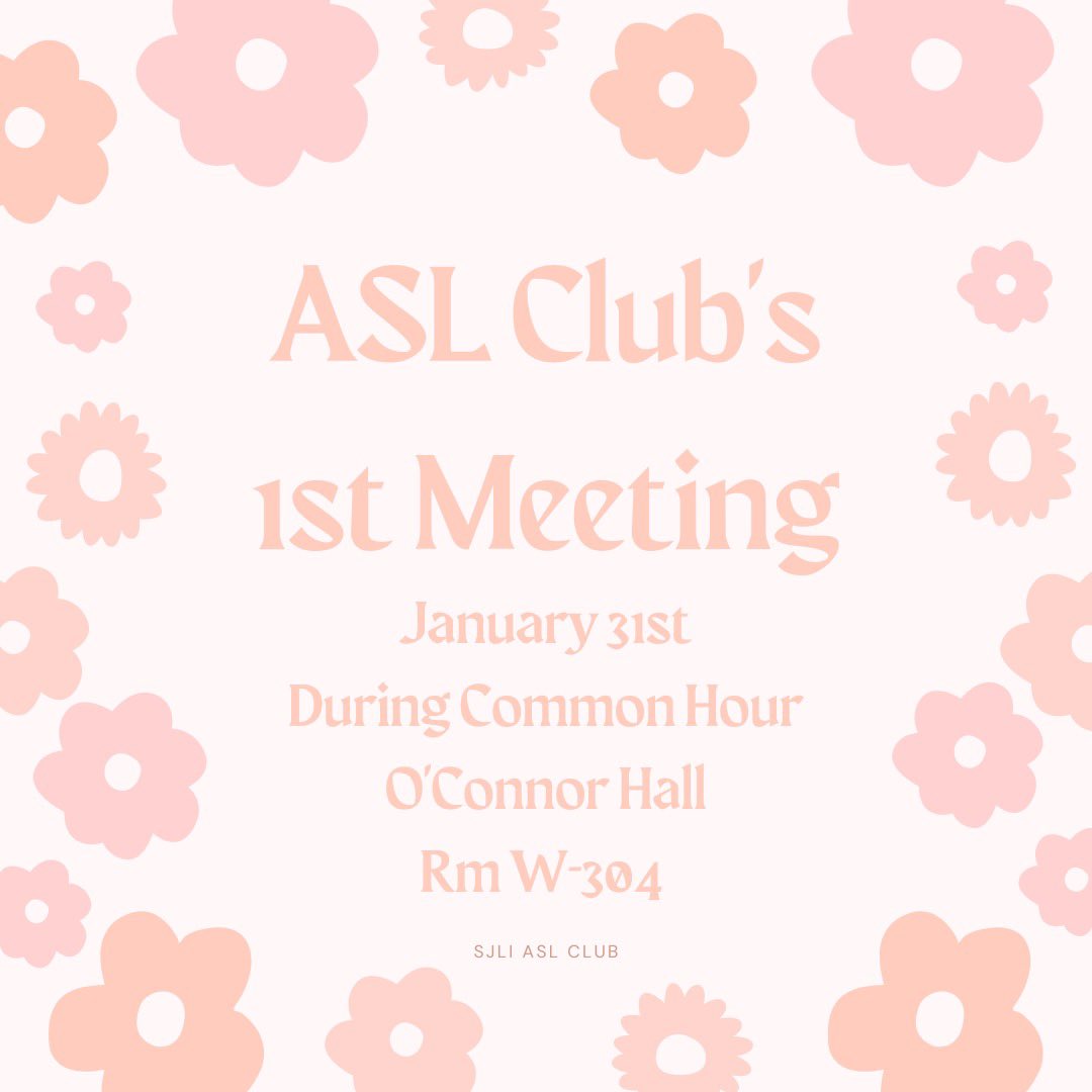 SJLIASLClub's tweet photo. Happy First Week of Spring Semester!!! We are so excited for all that we have planned for this semester! Our first meeting will be January 31st during common hour in the O’Connor Hall Rm W-304! Hope to see you there!! https://t.co/WCBU5fdzPh