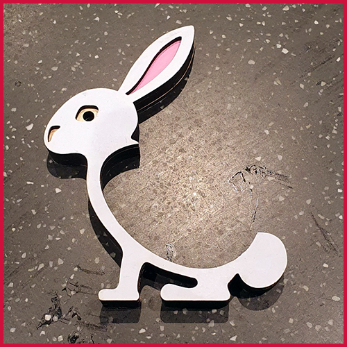 KenMidgleyCraft's tweet photo. Another hour or so in the shed this evening - making some Kinder Rabbits for Easter.  Can either be painted or left natural but I decided to paint this one.  
They are made from 4mm MDF and hold the egg comfortably enough, whilst still allowing ease of access to the egg. https://t.co/zxqDApb4En