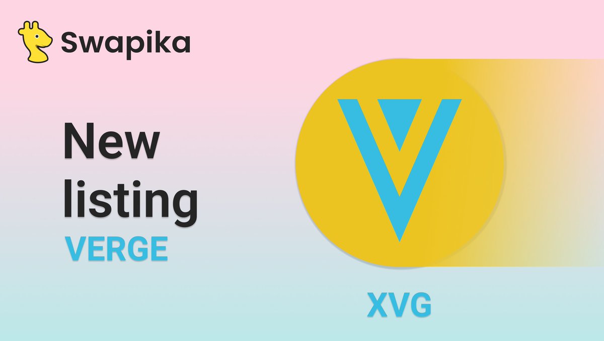 Hello $XVG family, are you ready for this?😏

From now on <a href="/vergecurrency/">VergeCurrency $XVG</a> is available for exchanges on Swapika.com🥳

#Verge is a community driven cryptocurrency with an open source development. It's designed for everyday use, bringing blockchain into everyday life🔥