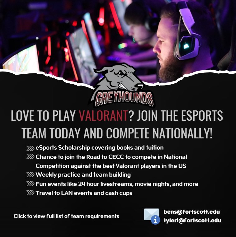 CALLING ALL VALORANT PLAYERS!! Want a scholarship for college? Want to compete weekly in the <a href="/NJCAAe/">NJCAA Esports</a>? Contact us today!!! #WeBite