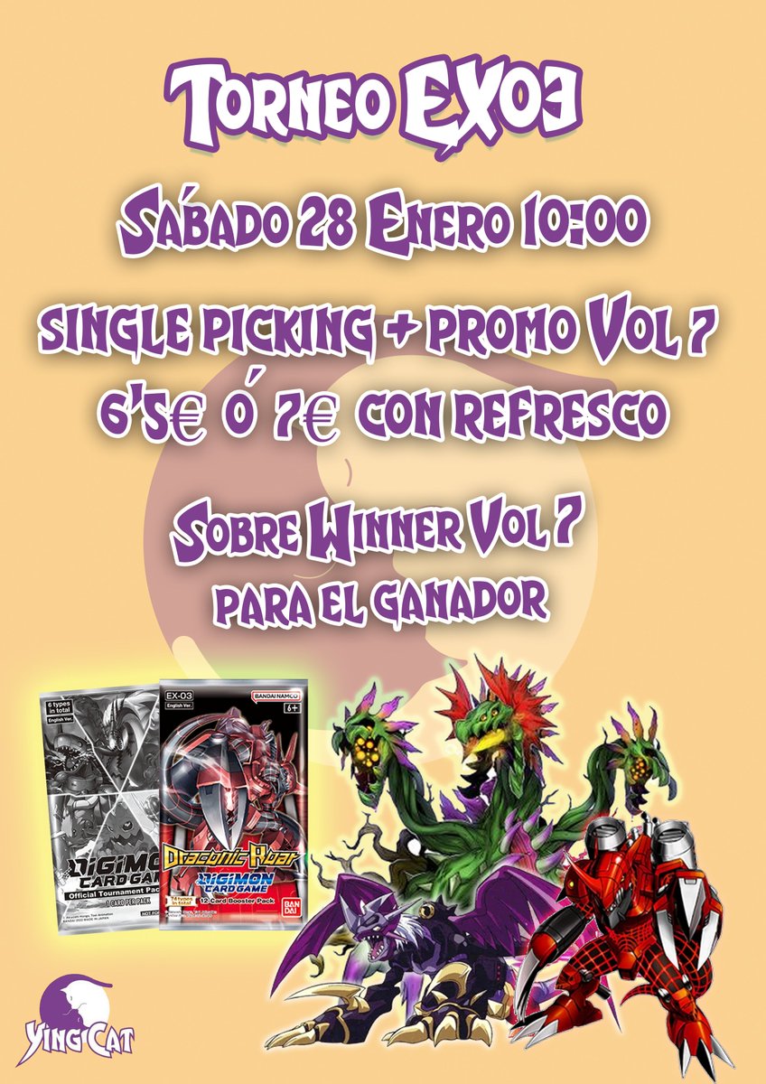 Al igual que con One Piece; volvemos en la gestión de TCG-plus y volvemos a tirar del evento programado para el 4 de Febrero para gestionar el de este finde.
Te esperamos este sábado!
bandai-tcg-plus.com/event/160635?a…