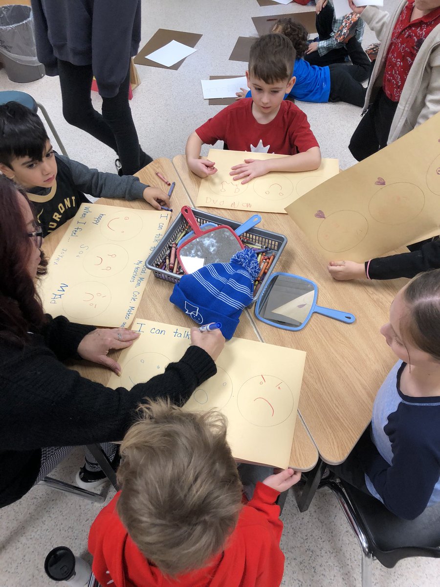 Today was Bell Let’s Talk Day. We talked about our different types of emotions/ feelings and who we could talk too. We looked in our mirrors to see how are faces were when we are sad, happy or mad. Then we were drawing them. <a href="/HOFAM_DPCDSB/">Holy Family DPCDSB</a> <a href="/Hofamkinder103/">Hofamkinder</a> <a href="/Bell_LetsTaIk/">BellLetsTalk</a>
