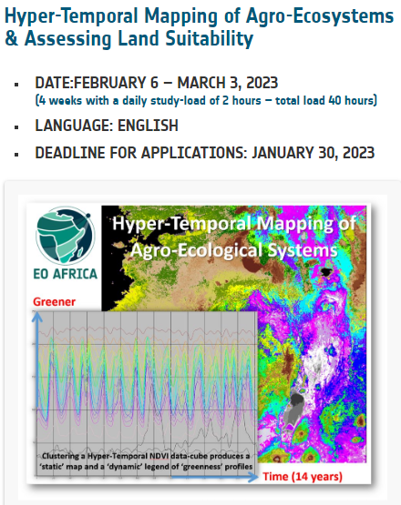 EOAfricaRD1's tweet photo. Do you want to explore the potential of the(#hyper) #temporal dimension of #EO ๐ฐ๏ธ data for monitoring #vegetation dynamics and #landcover/#landuse changes?
You can still apply for this #online course ๐ฉ๐ฝโ๐๐ง๐ฝโ๐
๐๐ฝโโ๏ธ๐๐ฝโโ๏ธHarry-up! deadline Jan30 ๐๏ธ
https://t.co/zTn4n2TpCP
@EO_OPEN_SCIENCE https://t.co/LlQHcWPOxY