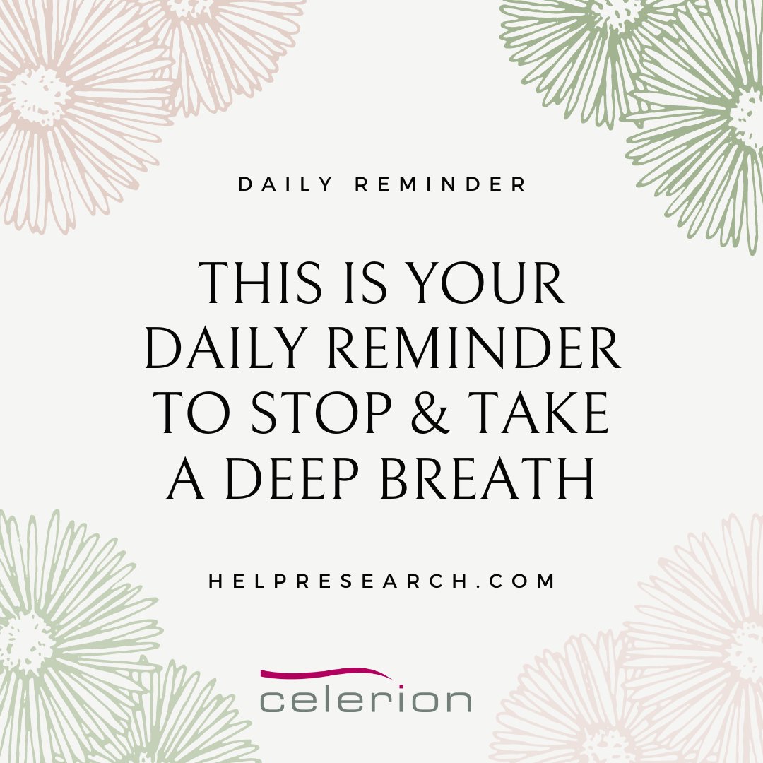 CelerionPhoenix's tweet image. It's Wellness Wednesday! Remember to take a moment and breath! 

Here are some benefits of deep breathing: my.clevelandclinic.org/health/article…

#HelpResearch #celerioncares #WellnessWednesday #celerion