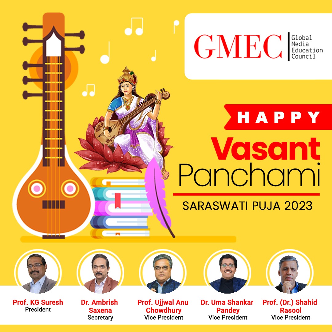 gmec_official's tweet photo. GMEC wishes you a joyful Basant Panchami. Hope this Vasant Panchami brings an abundance of knowledge and wealth to you.

#mediaeducators #globalmediaeducationcouncil #GMEC #globaleducation #mediaeducation #75dayevent #GCEC #GCEC2021 #MediaConference #gmcet #vasantpanchami https://t.co/IMsvNF2pCa