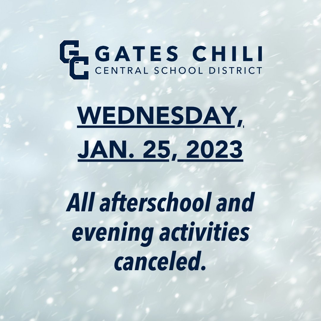 Gates Chili CSD on Twitter "Due to anticipated winter weather