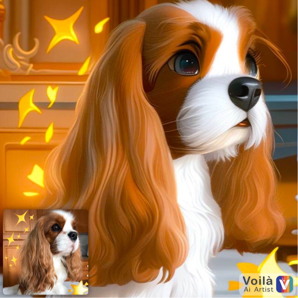 dolceSally's tweet photo. Here I am! 🤗
I had to join this crazy challenge! 🤪
I cartoonized myself! 🐶
#CavalierKingCharlesSpaniel 🐶
#crazyapp ✨ #Voila_AI_Artist ✨
#CutenessOverload 💞 #kawaii 💖 https://t.co/dlxCppSGrD