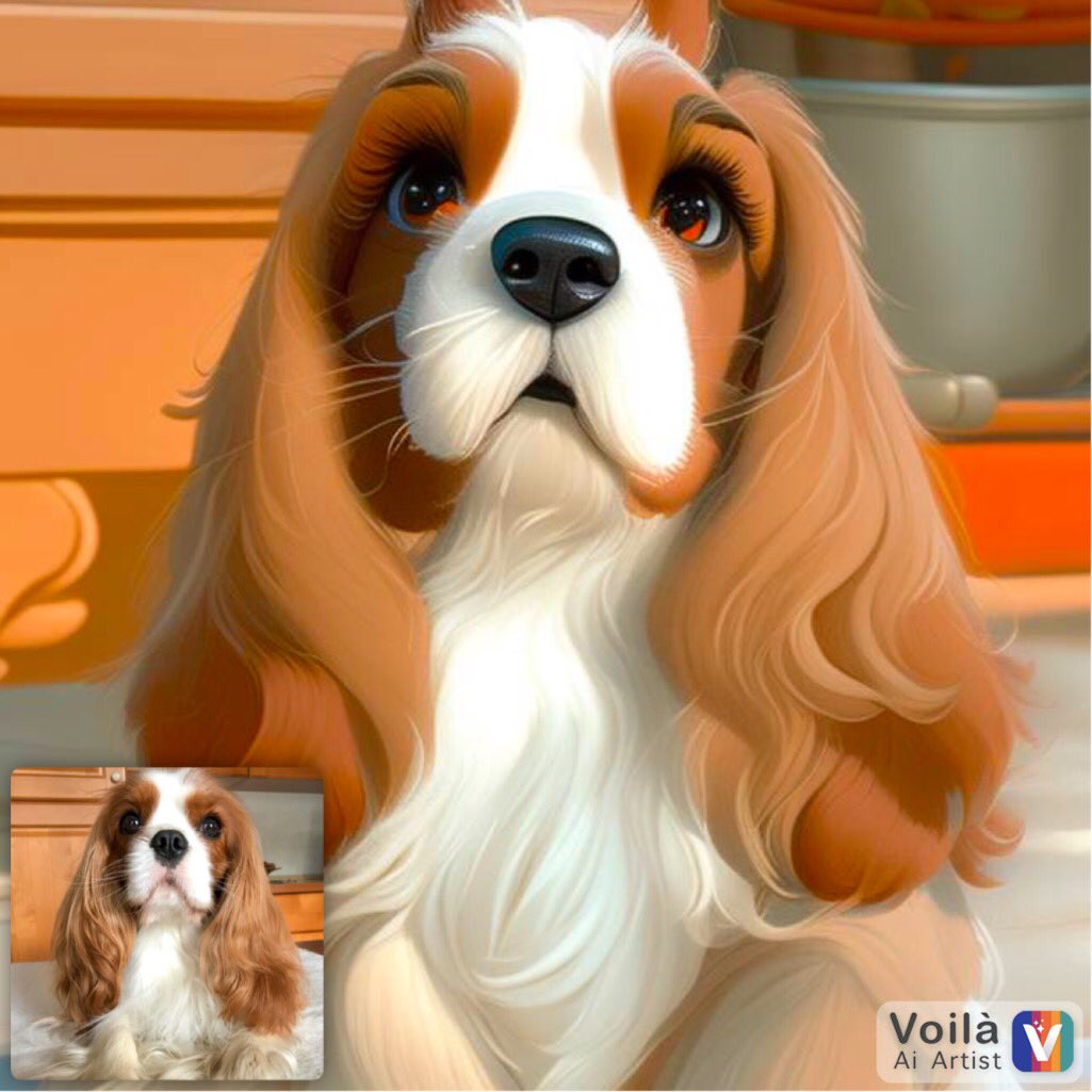 dolceSally's tweet photo. Here I am! 🤗
I had to join this crazy challenge! 🤪
I cartoonized myself! 🐶
#CavalierKingCharlesSpaniel 🐶
#crazyapp ✨ #Voila_AI_Artist ✨
#CutenessOverload 💞 #kawaii 💖 https://t.co/dlxCppSGrD