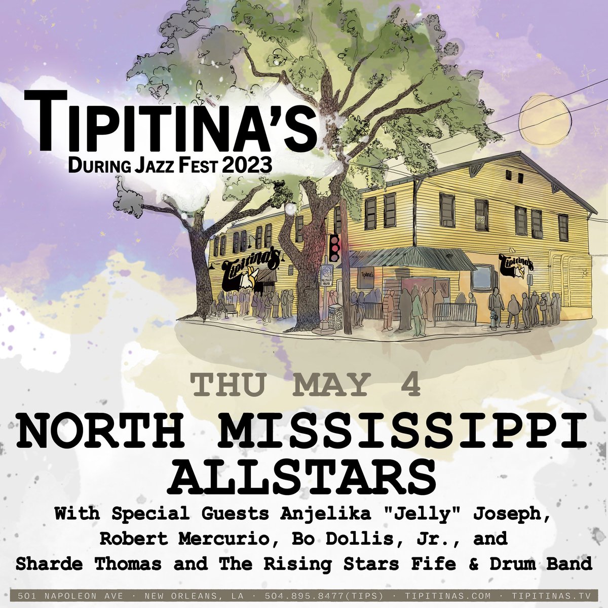 We're excited to play @Tipitinas on May 4 with some very special guests during @jazzfest! Tickets are onsale now with special code: JF2023. Tickets & info at: ticketweb.com/event/north-mi…