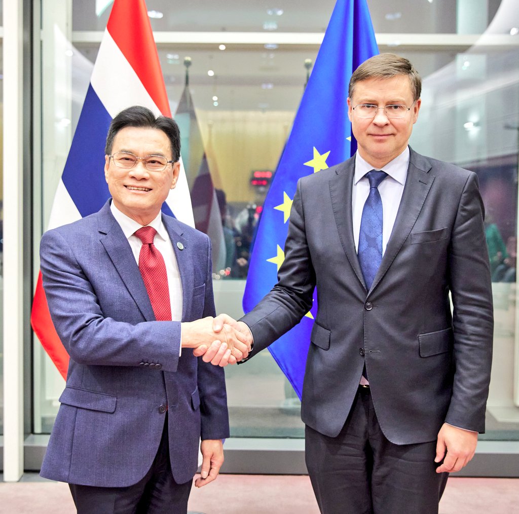 Glad to host 🇹🇭Deputy PM Jurin to discuss possible relaunch of EU-#Thailand trade talks.

The news is good: both sides want a comprehensive, high-quality agreement, with ambitious sustainability provisions.

We'll now start consultations with a view to relaunching talks ASAP.