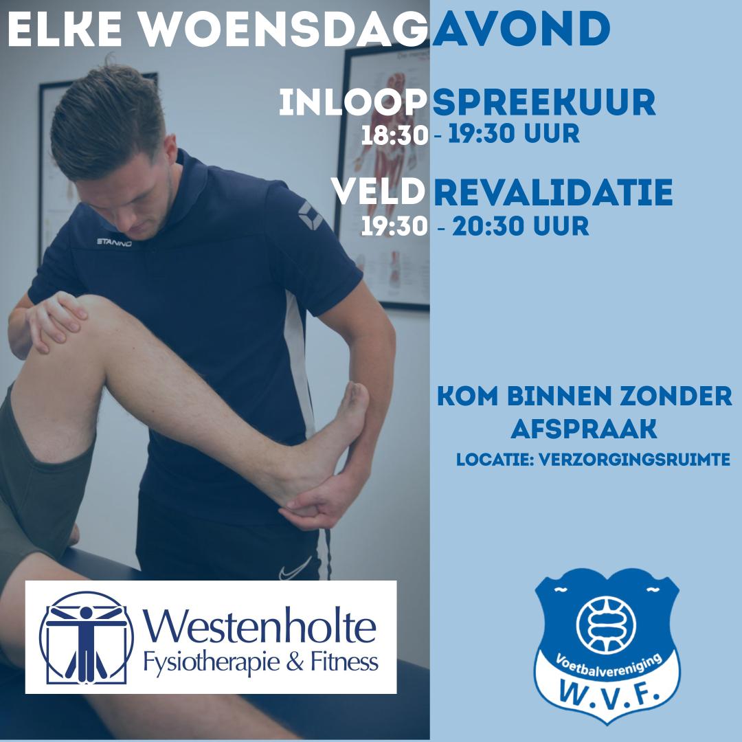 Heb jij een blessure en twijfel je of je kan trainen? Kom langs op het inloopspreekuur in de verzorgingsruimte bij WVF! Elke woensdagavond van 18:30 tot 19:30 uur!