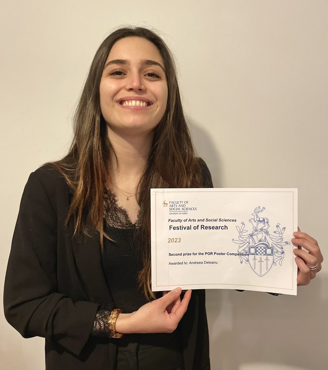 m_deleanu's tweet photo. Super exited to have been awarded the 2nd prize for the 2023 FASS festival poster competition! Lots of lovely people giving encouragement, feedback &amp; support! Thank you #fass but especially THANK YOU @di_tri_nel &amp; @vr_interpreting &amp; our @CTS_Surrey Aimee Savage https://t.co/KhjSmEjCmd