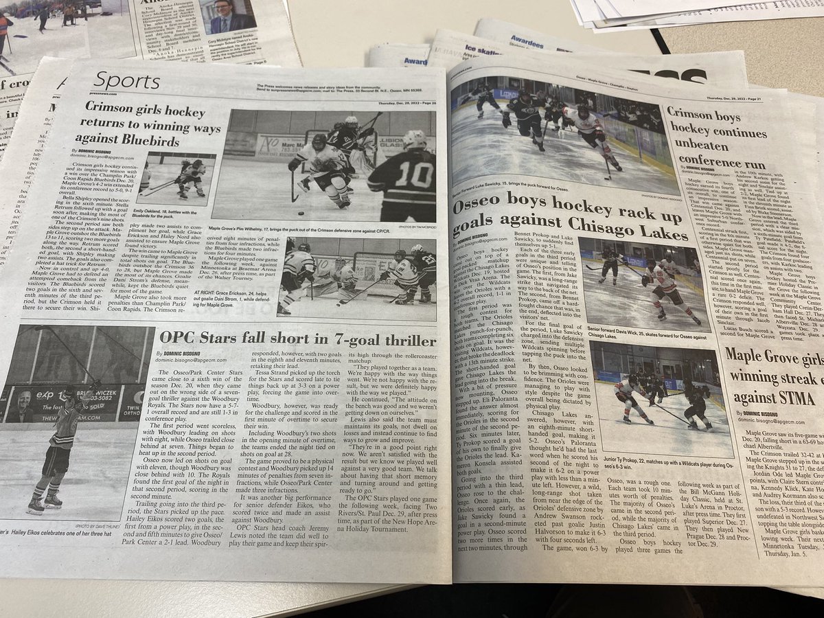 DJBisogno's tweet image. Realized yesterday that I’ve reached just under 150 articles for the Osseo Maple Grove Press, stretching back to September 2022.

An honor and a pleasure to have this job covering #Osseo and #MapleGrove athletics, as well as local stories. Here’s to 150 more.