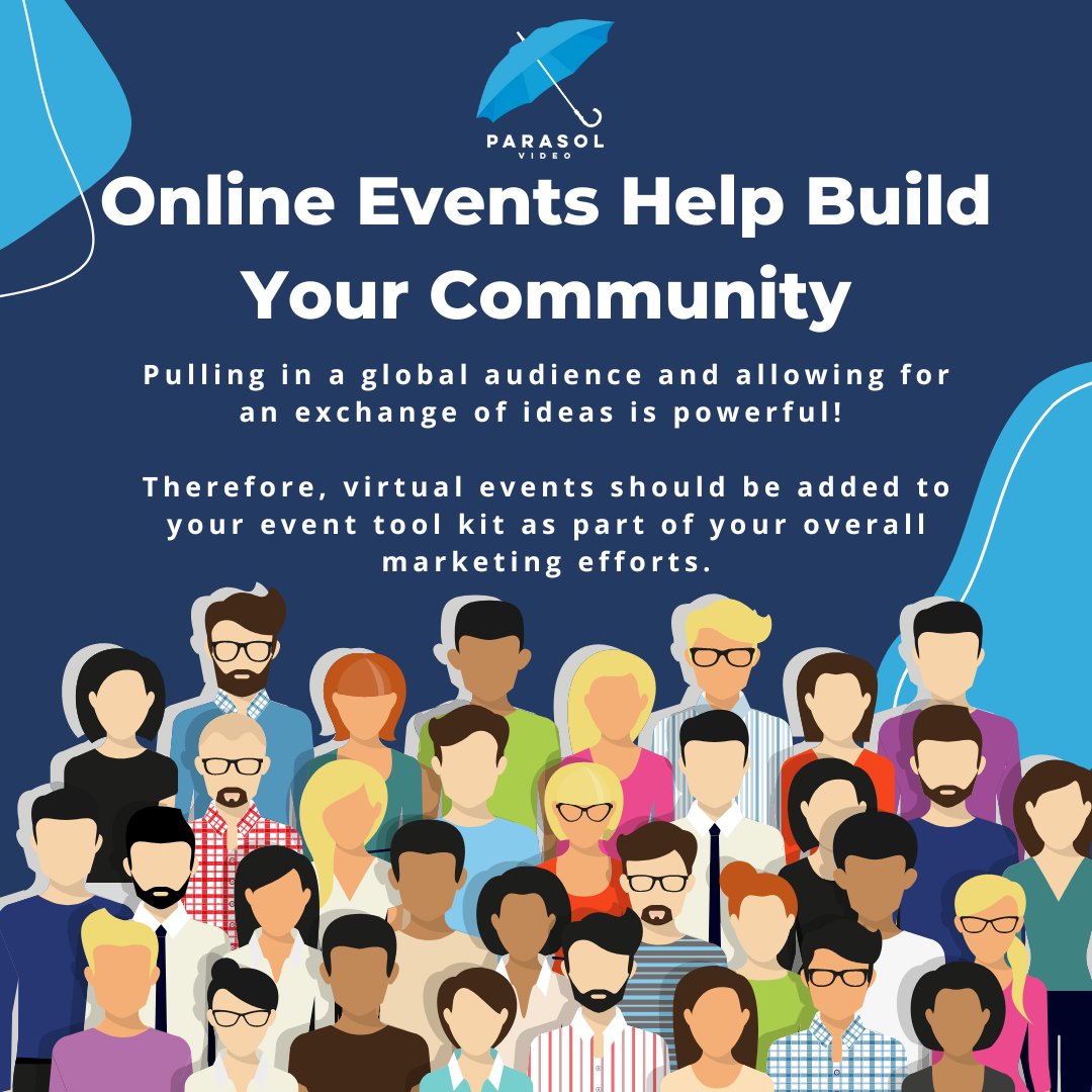 parasolvideo's tweet photo. Online Events Help Build Your Community!

Add virtual events to your event tool kit to boost interactivity with your brand.

#virtualeventtips #virtualevents #eventmarketing https://t.co/lQLndEouMf