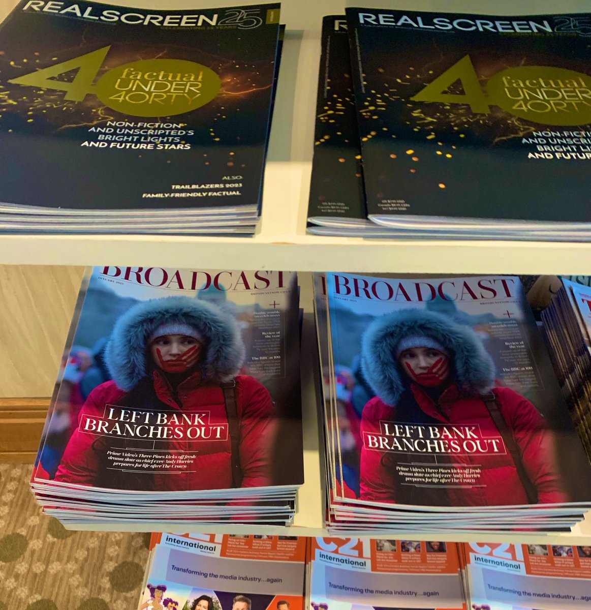 JElmes_TV's tweet photo. We here. Pick up your latest @Broadcastnow now at #Realscreen23. The Left Bank cover story is a belter in itself… https://t.co/L2MnDjnvb3