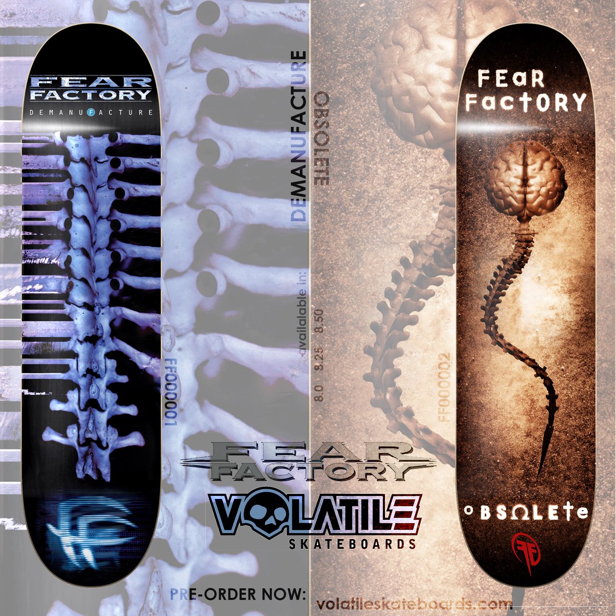 Fear Factory (@fearfactory) on Twitter photo For the first time ever these two metal classics are available on a skateboard deck.FF are excited to do this collaboration with <a href="/VolatileSkateb1/">Volatile Skateboards</a> got to fearfactoryskateboards.com to order yours now For the first time ever these two metal classics are available on a skateboard deck.FF are excited to do this collaboration with <a href="/VolatileSkateb1/">Volatile Skateboards</a> got to fearfactoryskateboards.com to order yours now