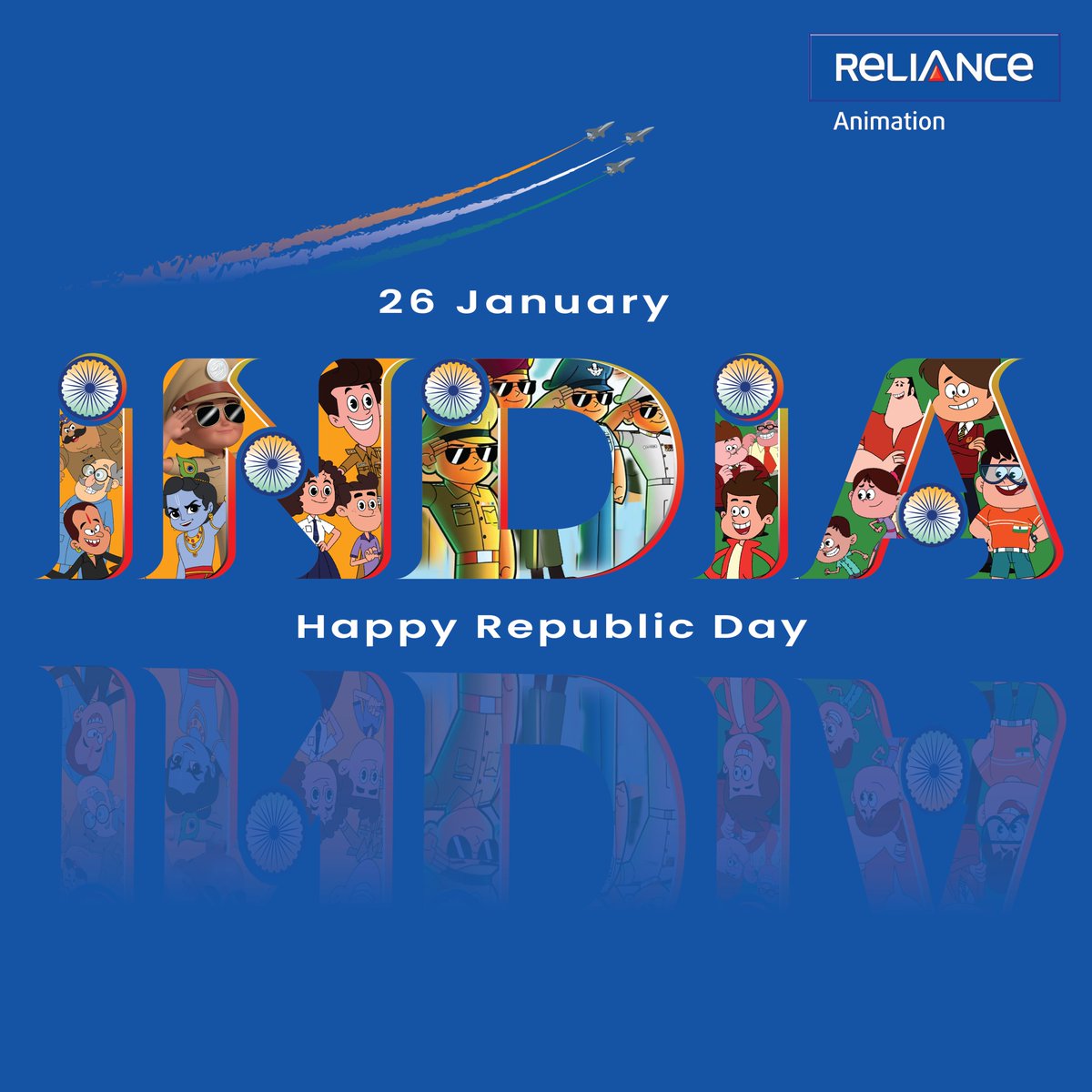 Happy Republic Day !
May our tricolor always fly high and reach new heights.
#RepublicDay #RelianceAnimation #entertainment #indiafreedom
@RelianceAni  @relianceaims @RelianceEnt