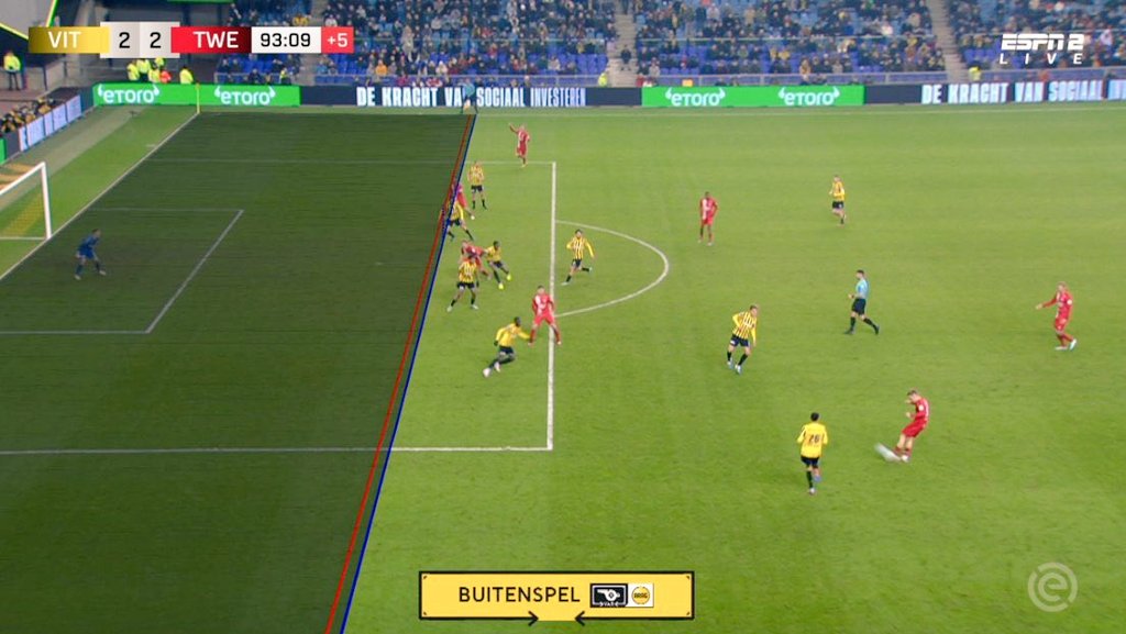 Kan iemand uitleggen waarom VAR hier buitenspel geeft? #vittwe #vitesse #fctwente