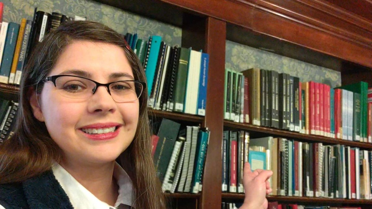 It's #LibraryShelfieDay and Director Crystal Nash is showing off our local history and genealogy collection. This ornate room was removed from the home of Austrian immigrant Franz Weinhappel and installed piece by piece into our facility.