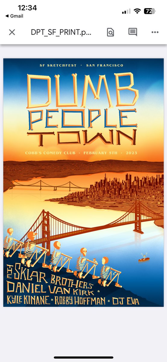 SklarBrothers's tweet photo. Holly crap If this show is half as good as this poster by @GeoffreyTice we got a banger on our hands. Bay Area 2/5 come see us and @danielvankirk #KyleKinane @iAmRobbyHoffman and music by DJ Eva Kim rock a @DPTpodcast for @SFSketchfest It will be like @burningman but funnier! https://t.co/f4GQVlEc4x