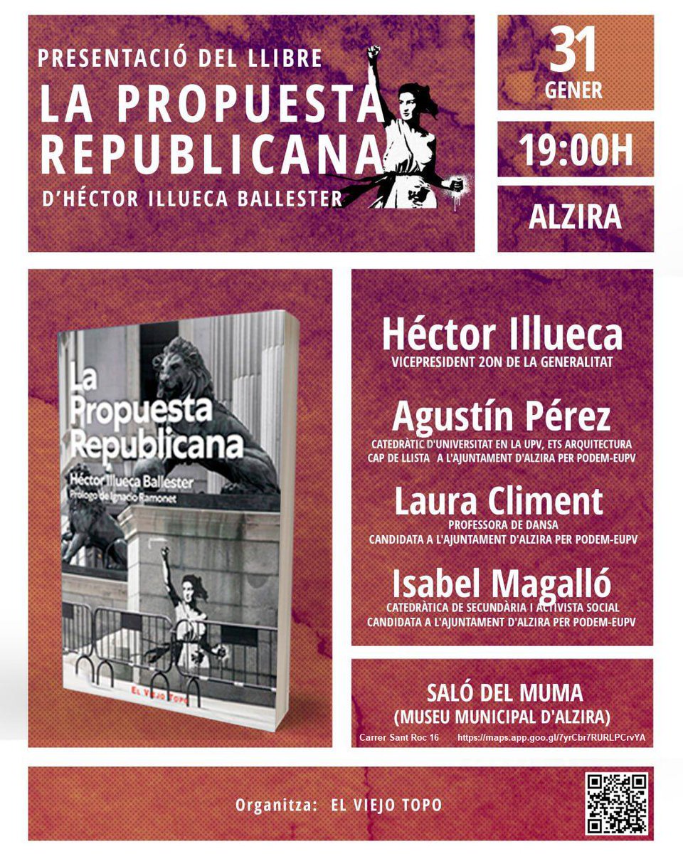 AlziraPodem's tweet photo. Us esperem a tots el proper dimarts 31 de gener a les 19:00 al Museu Municipal d'Alzira (MUMA). Carrer Sant Roc 16. https://t.co/MQc7n1ACJO