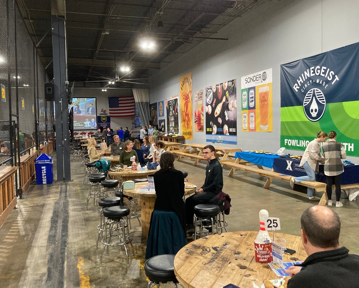 What a fun night at the Fowling Warehouse! Want to attend fun networking events like this? Join the Professional Mentor Program! For questions, email mentor@xavier.edu, or attend one of our upcoming Information Sessions. Register now on Handshake!