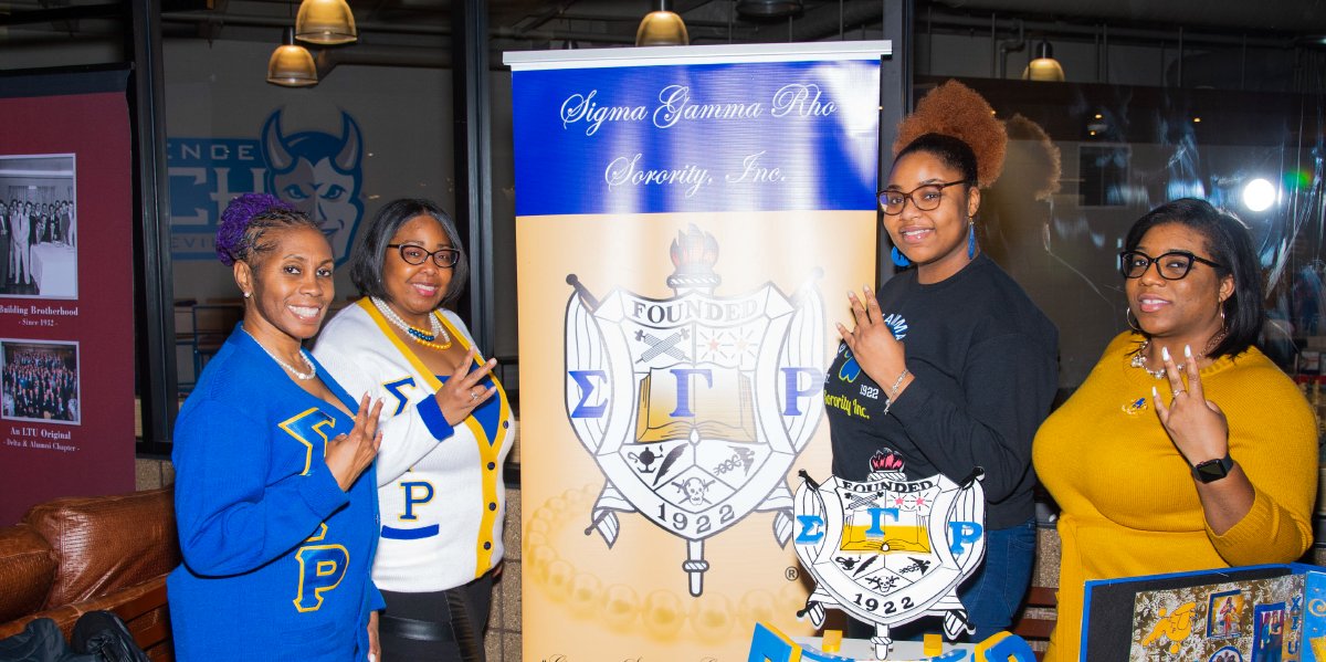 LawrenceTechU's tweet image. Members of the National Pan-Hellenic Council visited campus for Greek recruitment yesterday, allowing LTU students to connect with representatives from the Divine Nine, historically Black Greek organizations. 💙🤍  #WeAreLTU #NPHC