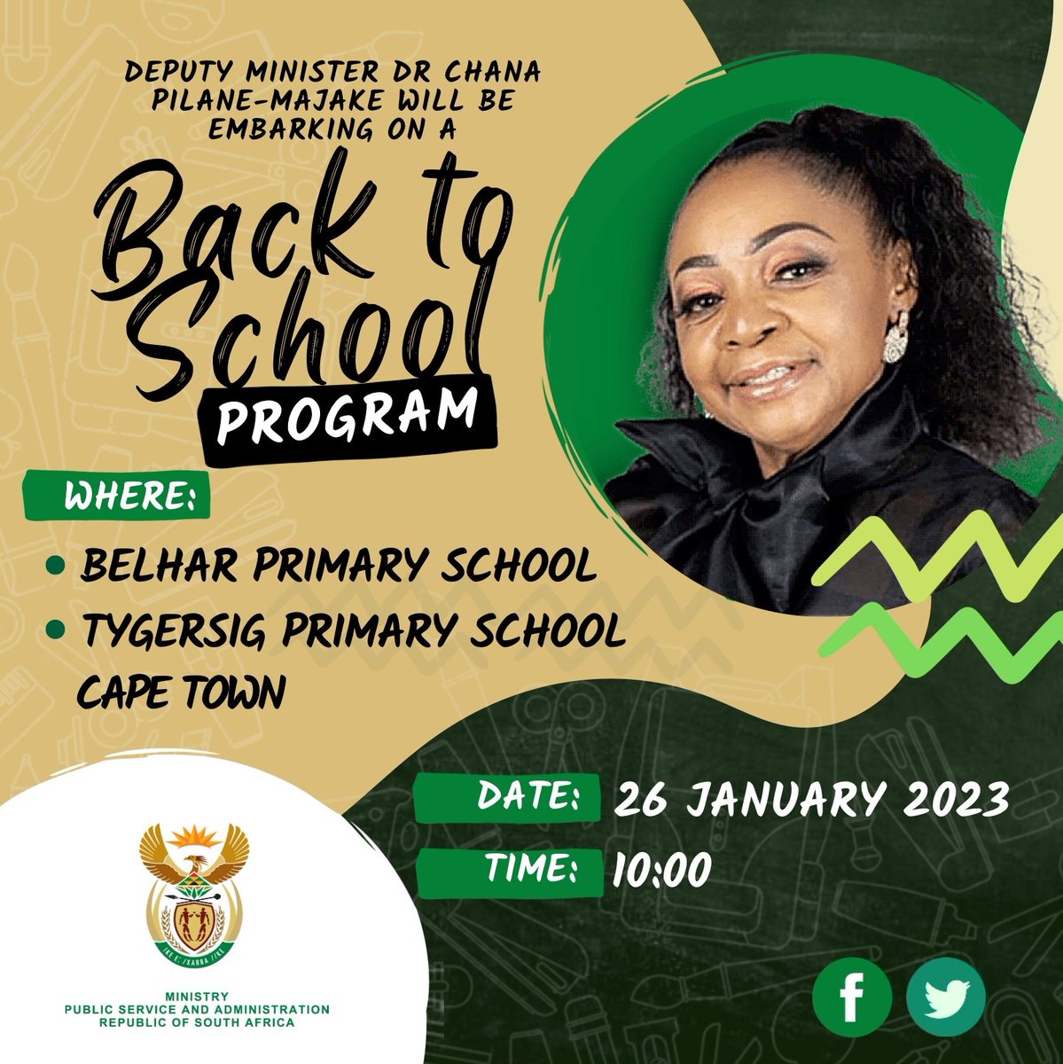 thedpsa's tweet image. Deputy Minister Dr Chana Pilane-Majake back to school program