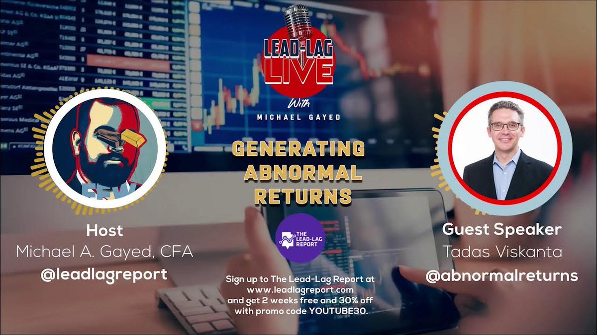 inspiredmoneyfm's tweet photo. Generating Abnormal Returns With Tadas Viskanta https://t.co/Mn7bT621ba | Lead Lag Report @leadlagreport @abnormalreturns #MichaelGayed #AbnormalReturns #TadasViskanta #RitholtzWealthManagement #Leadlagreport https://t.co/8grcyUTAt3